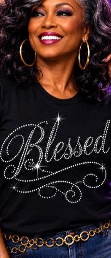Blessed Long Sleeve Rhinestone T-shirt