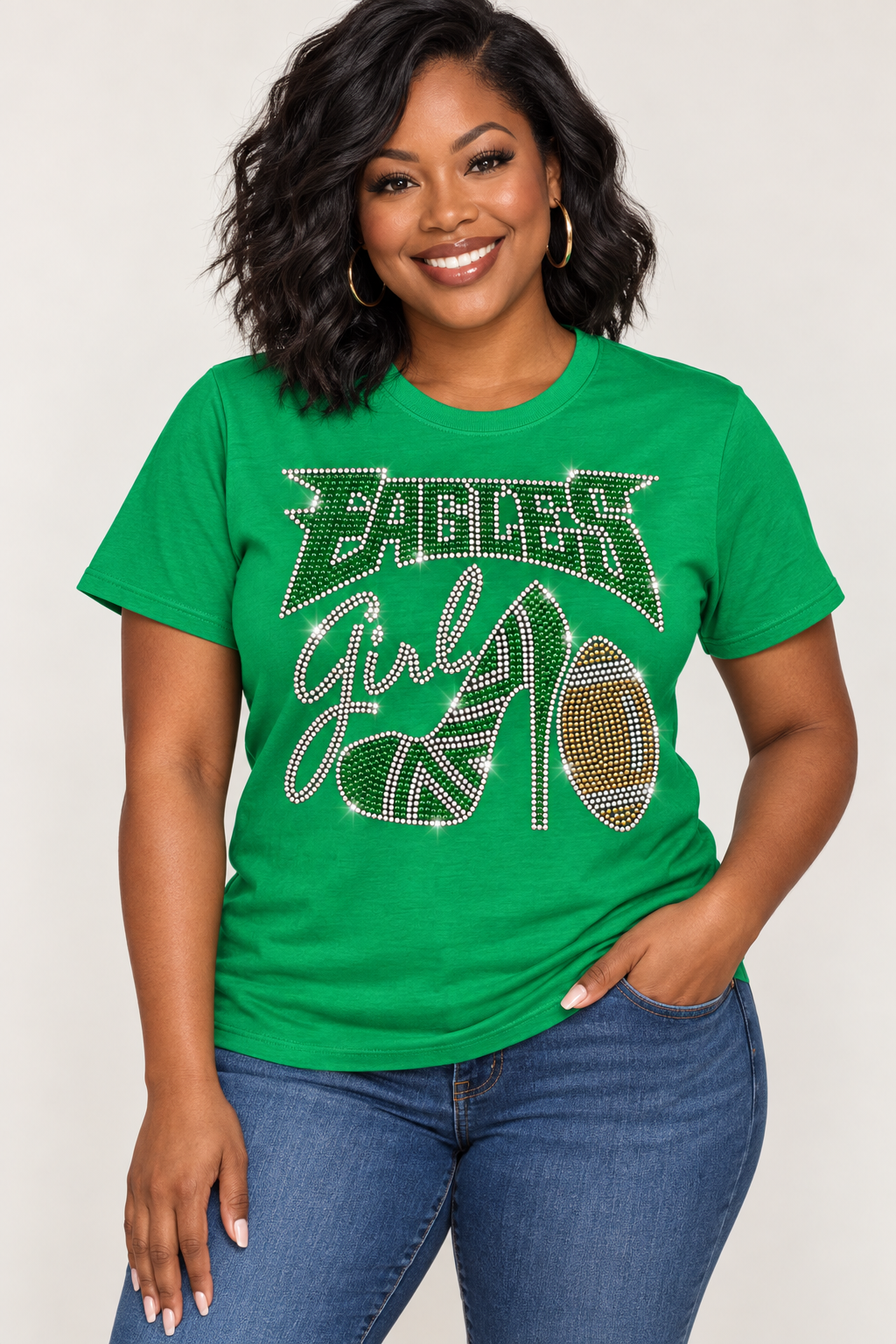 Eagles Girl with Heel Rhinestone T-shirt
