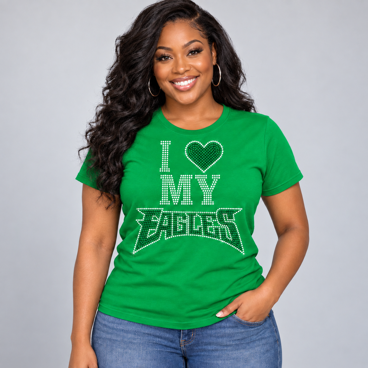 I Love My Eagles Rhinestone T-shirt