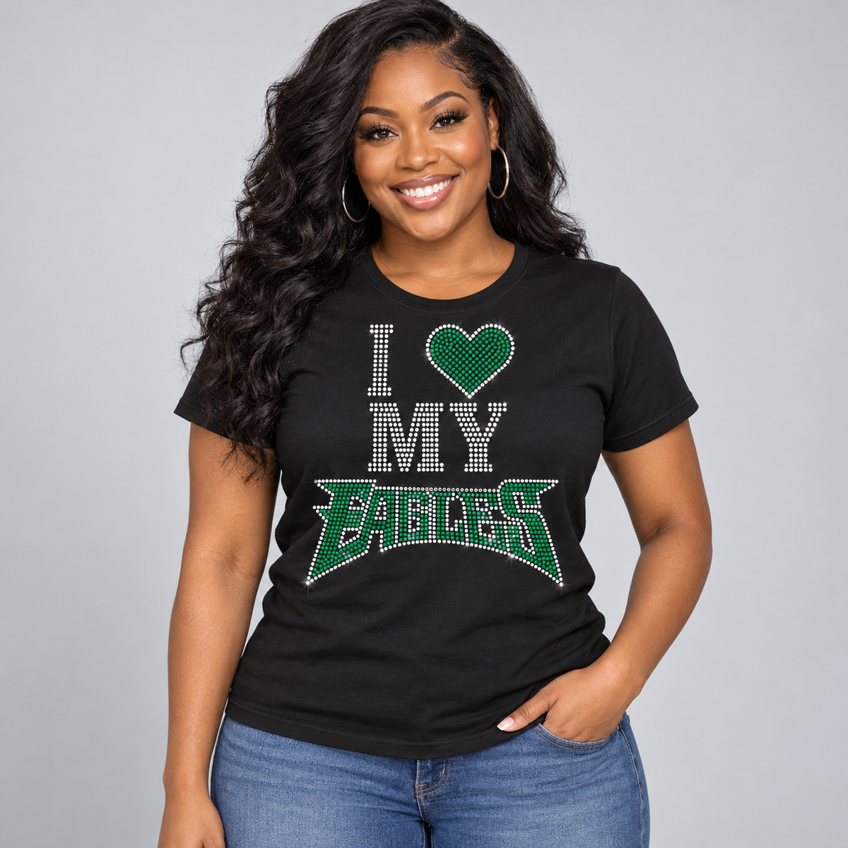 I Love My Eagles Rhinestone T-shirt
