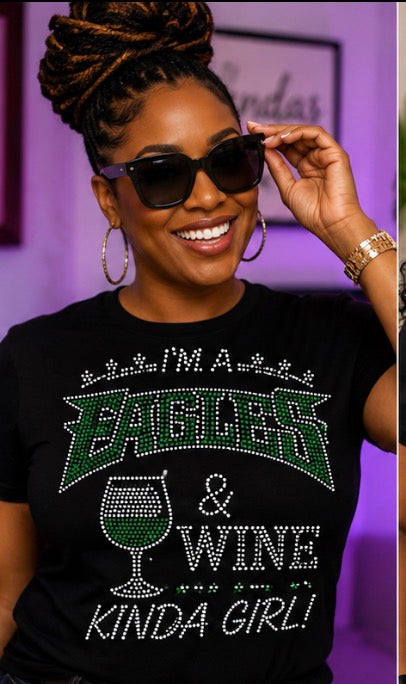 Eagles & Wine Kinda Girl Rhinestone T-shirt