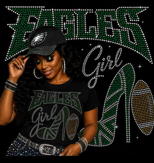 Eagles Girl with Heel Rhinestone T-shirt